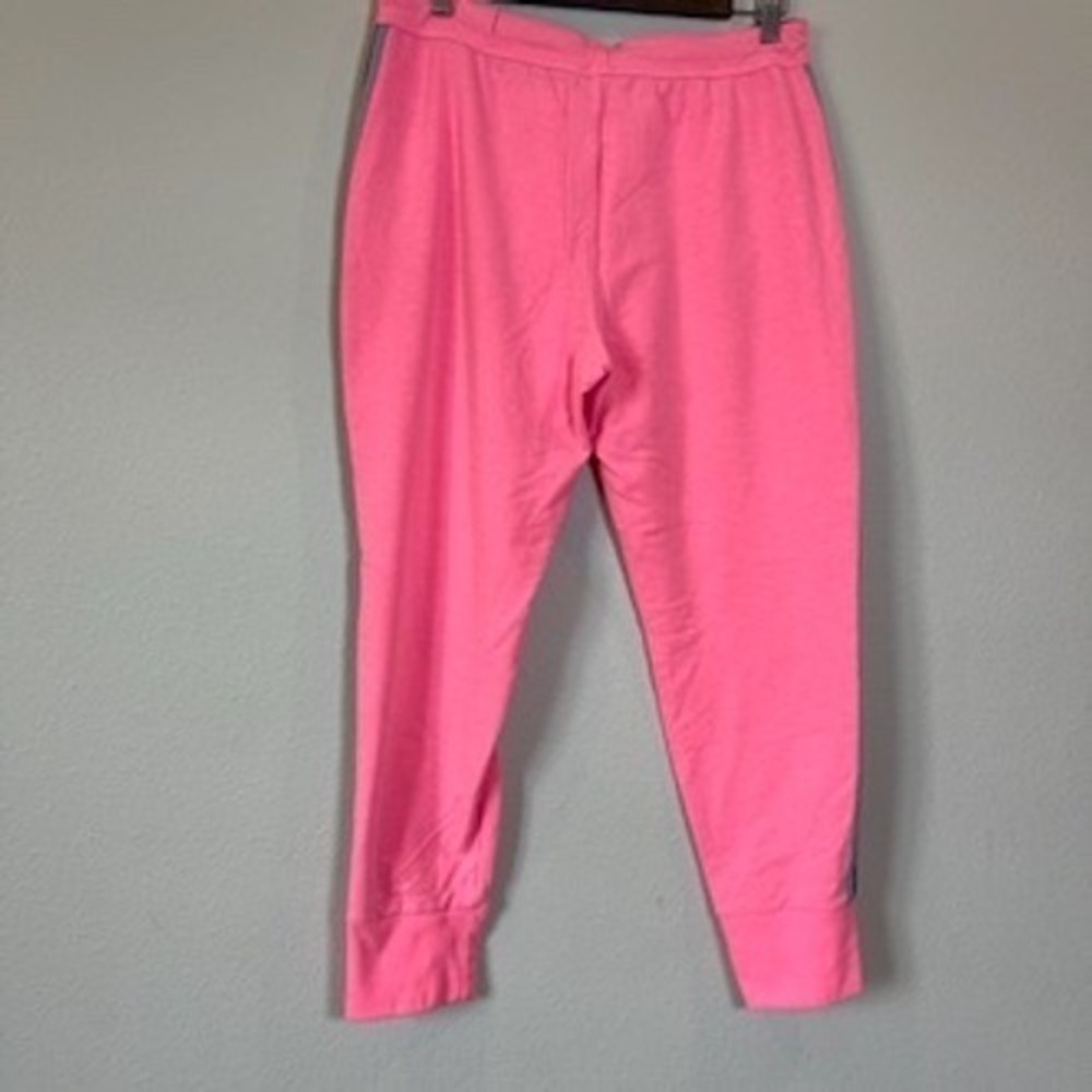 Pink Victoria's Secret Neon Pink Jogger Sweatpants Side Stripe Women Large - Picture 5 of 6